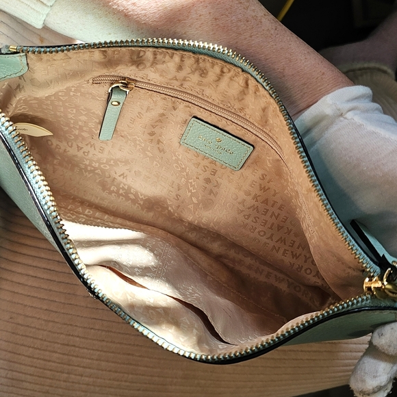 EUC 💎 Kate Spade Wellesley Byrd Mint Green Pebbled Leather Handbag - Picture 7 of 16